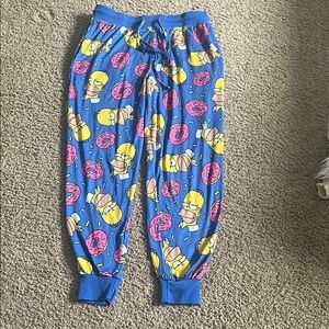 Blue and Yellow Simpsons Sweatpants with Elastic Cuffs